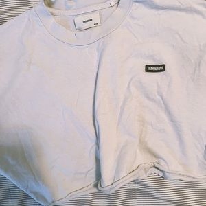 Joah brown white cropped boyfriend tee